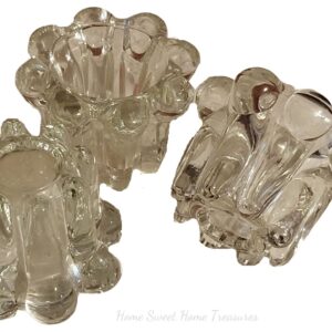 candle holder set 3 clear glass