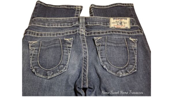 back denim jeans 5 pocket zipper button true religion