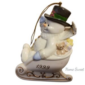 snowman lenox vintage 1999 sled ornament decor