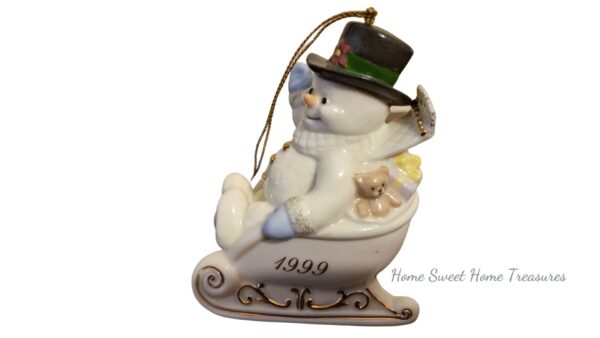 snowman lenox vintage 1999 sled ornament decor
